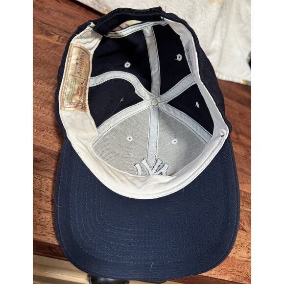 New York Yankees Blue Hat Cap Twins Enterprise Strap Back Spell Out on Visor - Picture 5 of 6